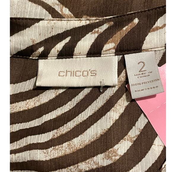 Chico's  Brown‎ and White Animal Print Size 2 - Picture 7 of 7